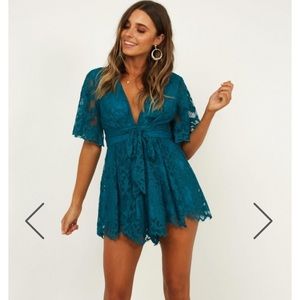 Break the Bar playsuit in teal lace